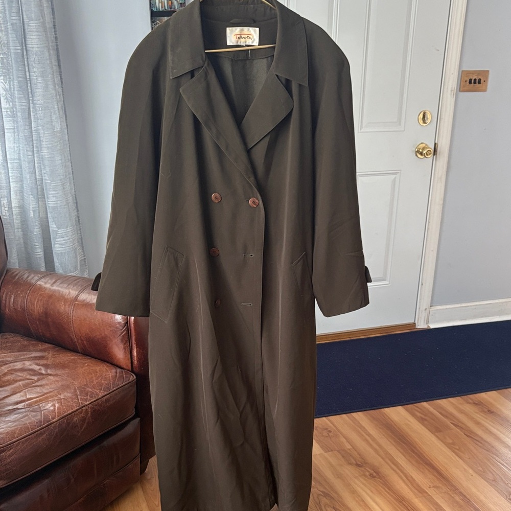 Talbots Dark Olive Double-Breasted Trench Coat - Picture 3 of 5